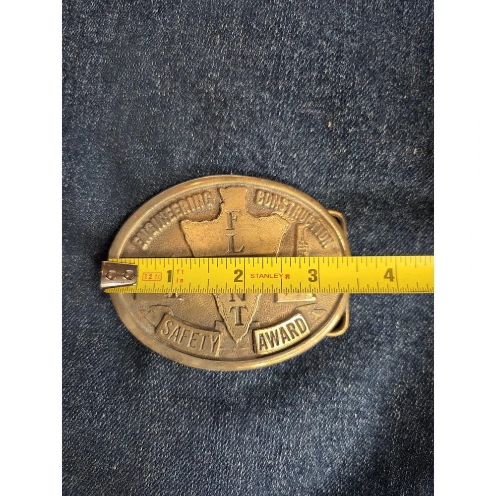 Flint Engineering Construction Solid Brass Belt Buckle